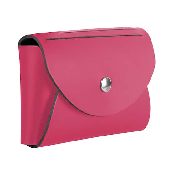 JAM Paper Italian Leather Business Card Holder Case with Round Flap